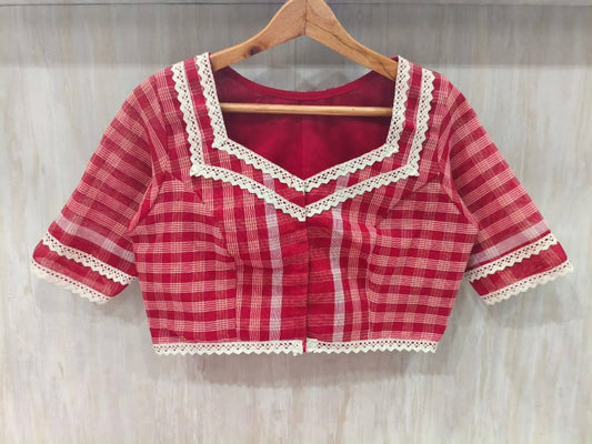 Cotton with lace work ready made blouse