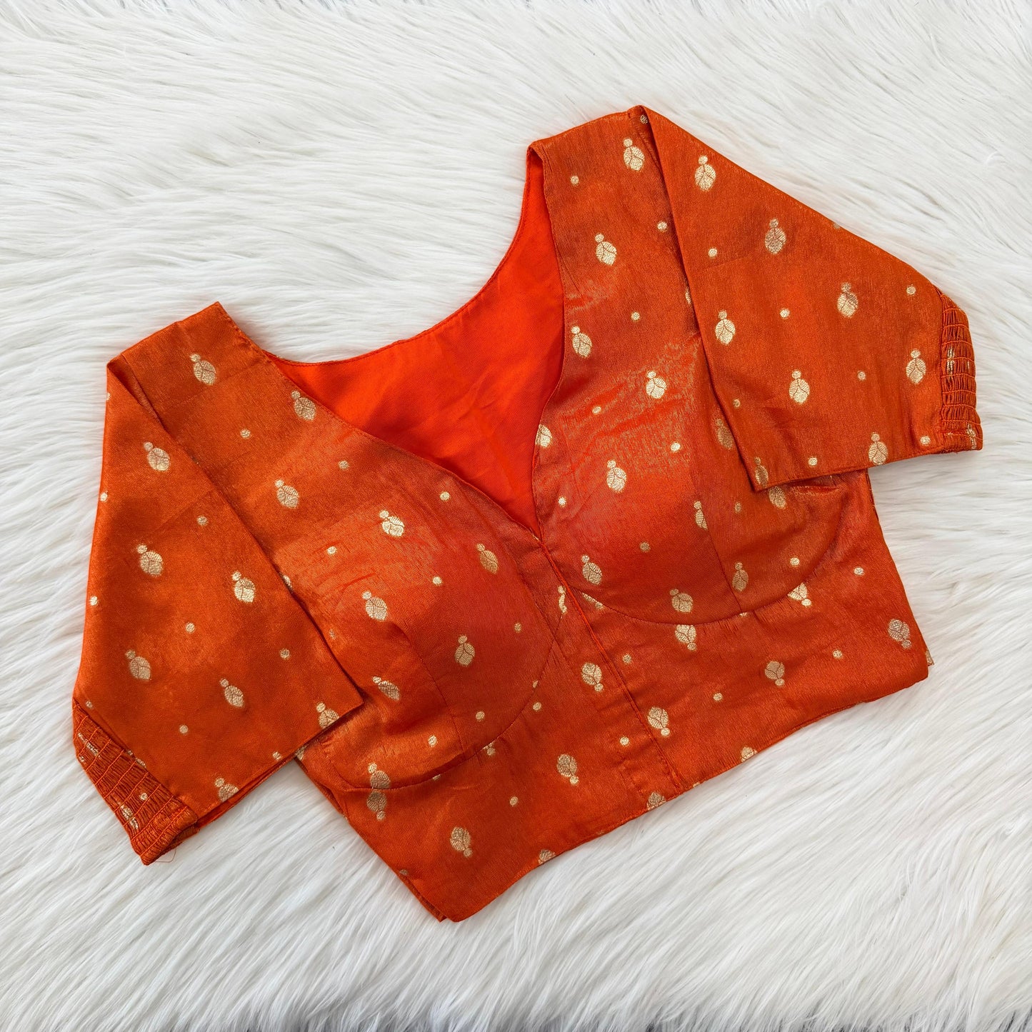 A beauty of weaving work all over with stretchable technology inside ready made blouse