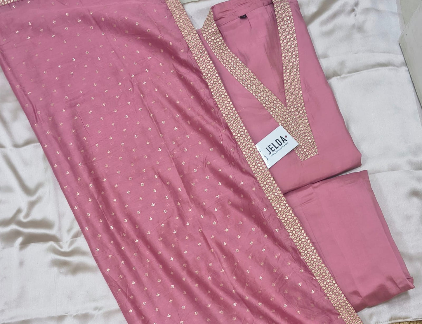 Exclusive pearl work with collar salwar suit