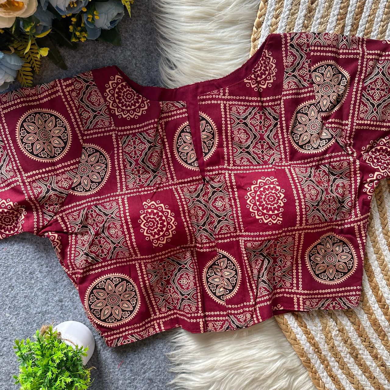 Ajrakh Cotton ready made blouse