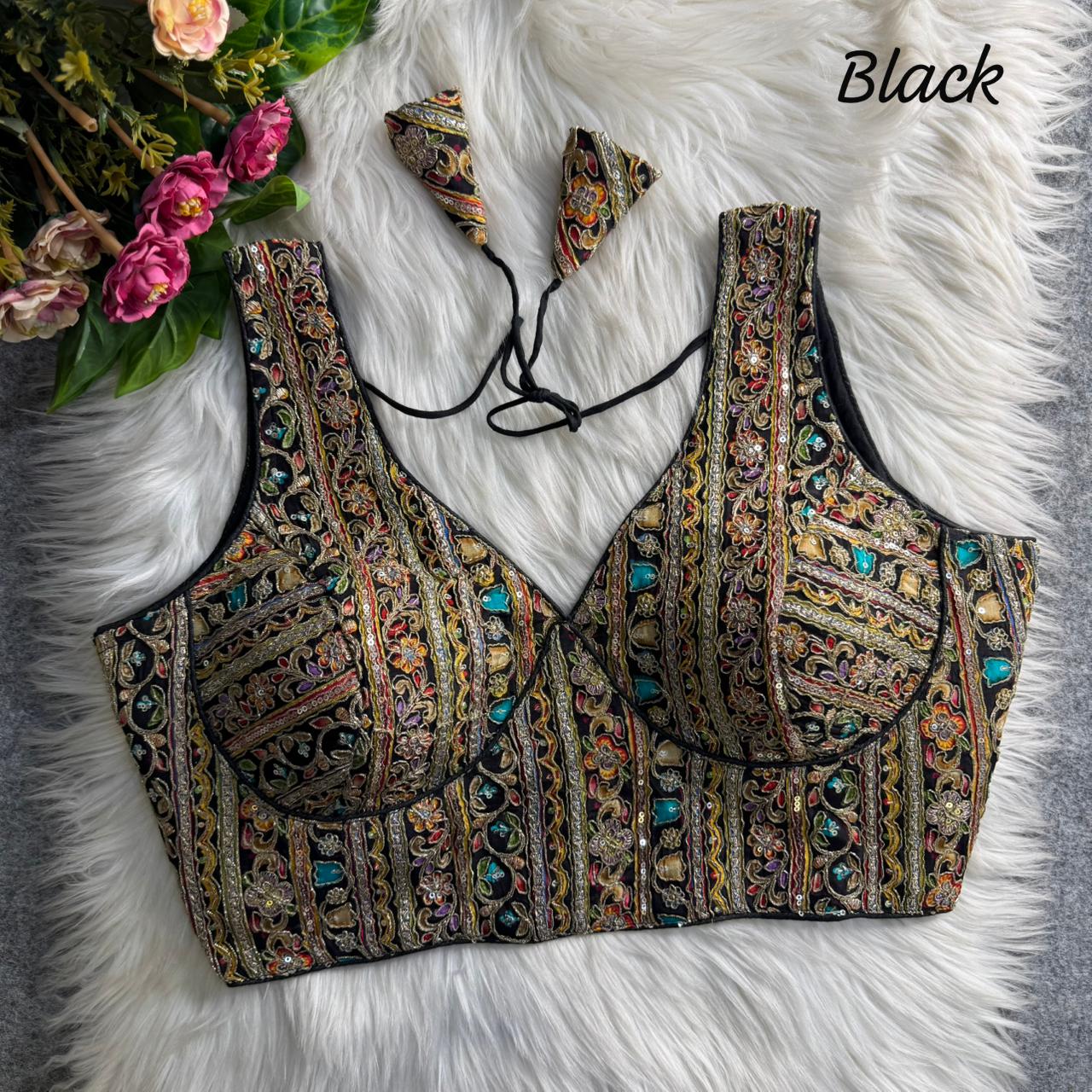 Heavy pure soft crape silk ready made blouse
