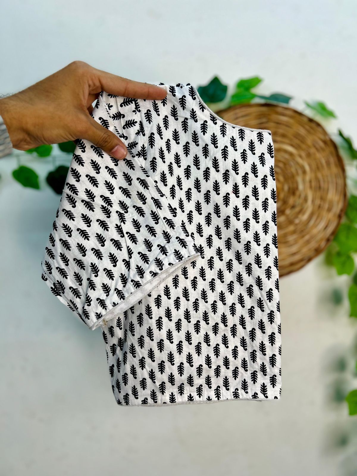 Pure ajrakh cotton ready made blouse