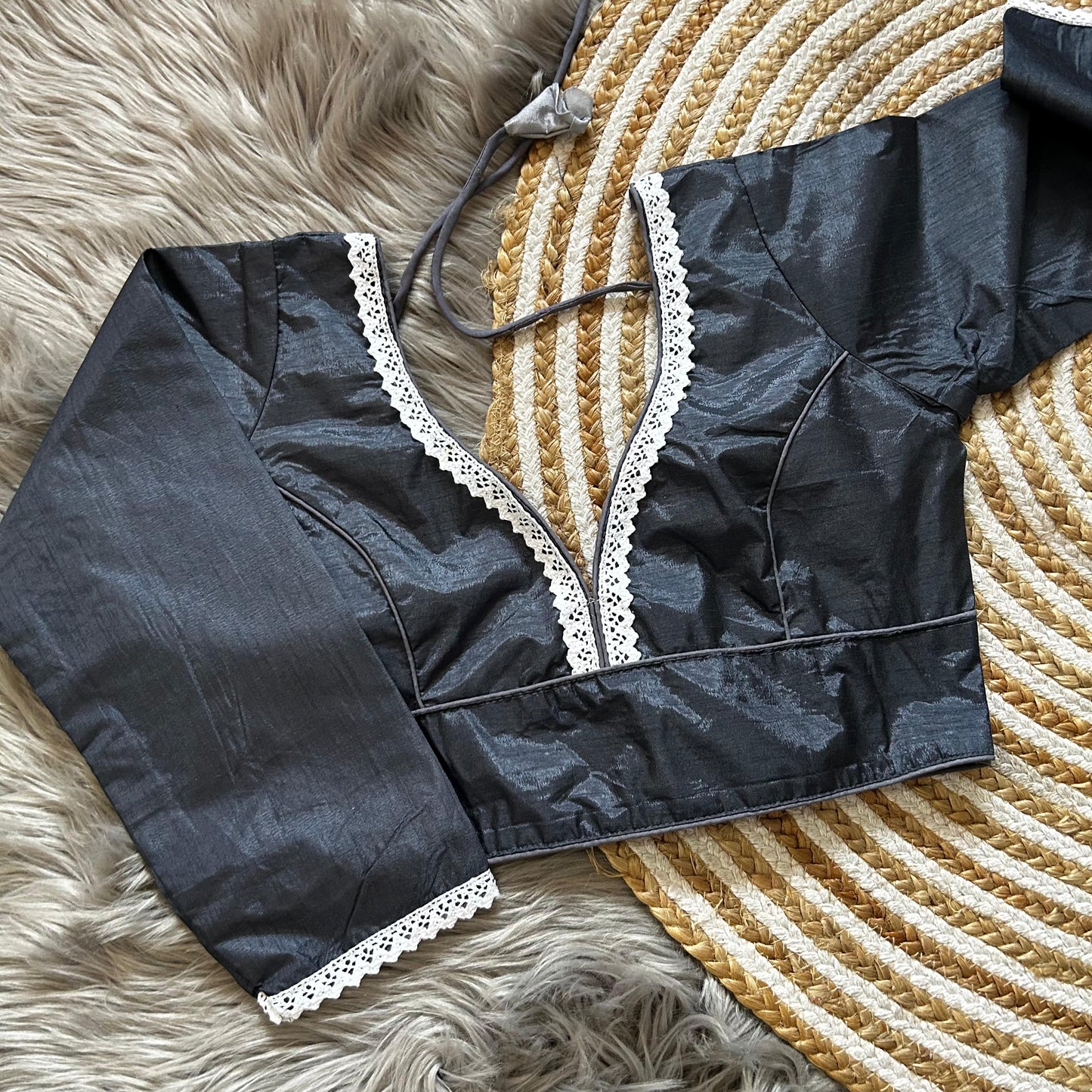 Pure Dola Silk full sleeve ready made blouse