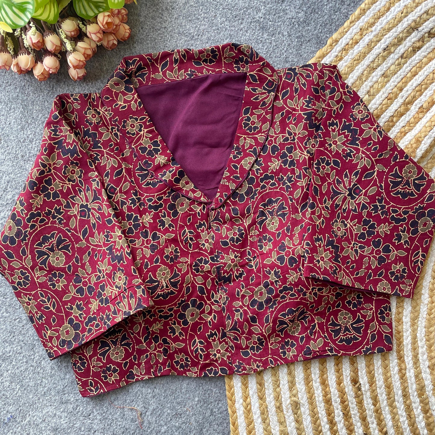 Pure Cotton Ajrakh ready made blouse