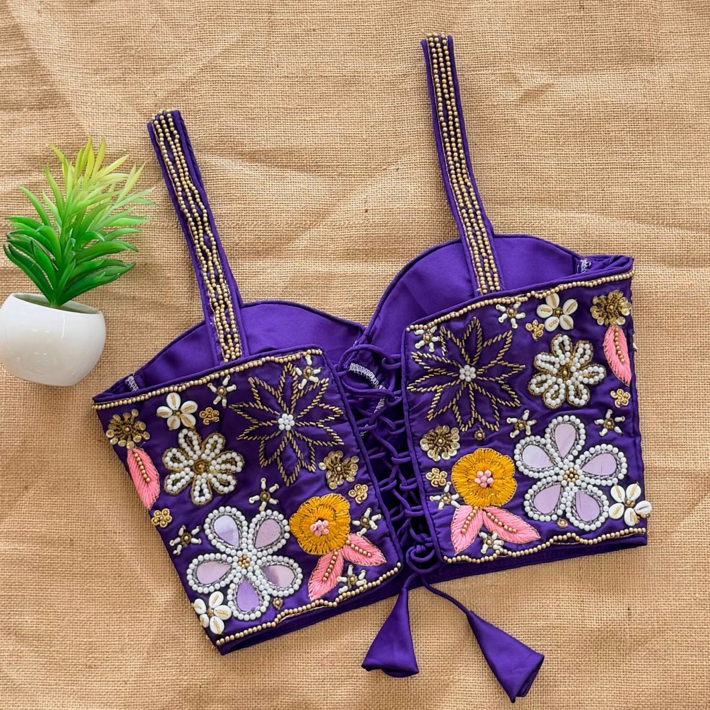 Beautiful handcrafted work all over ready made blouse