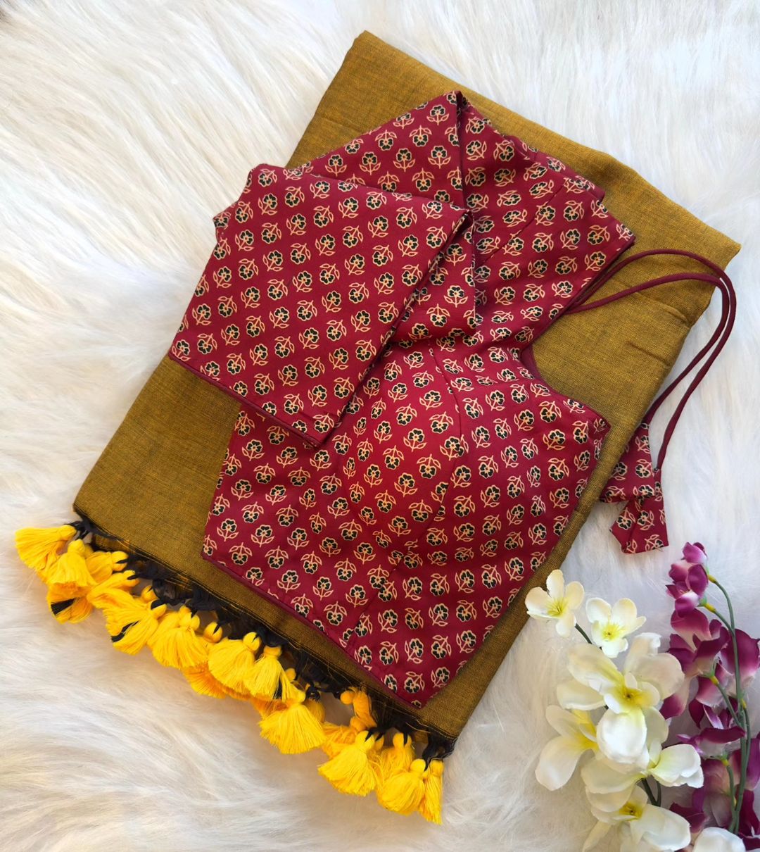 Original cotton saree with full sleeve blouse