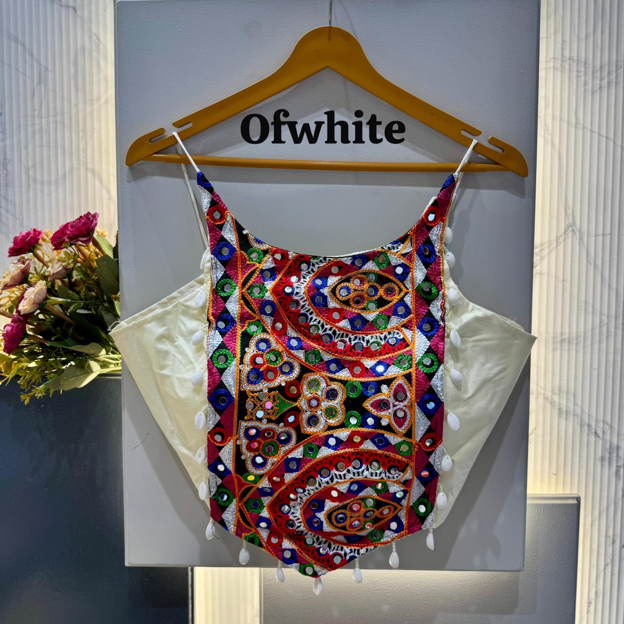 Heavy thread & hand mirror work ready made blouse