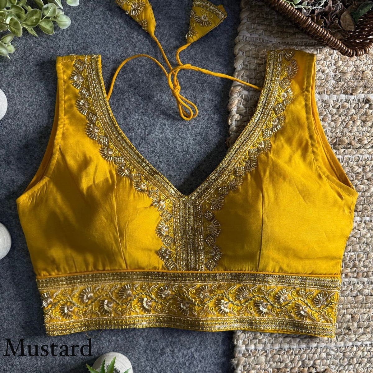 Heavy zari + Codding sequins & Beads Work ready made blouse