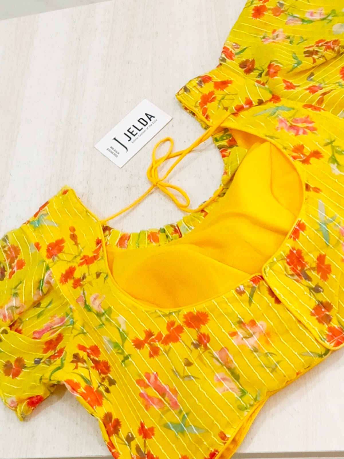 Print work frill sleeve ready made blouse