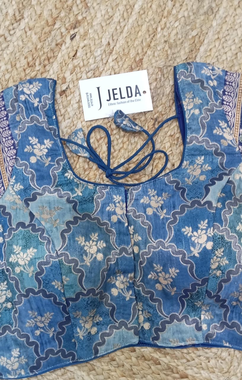 Printed zari work ready made blouse