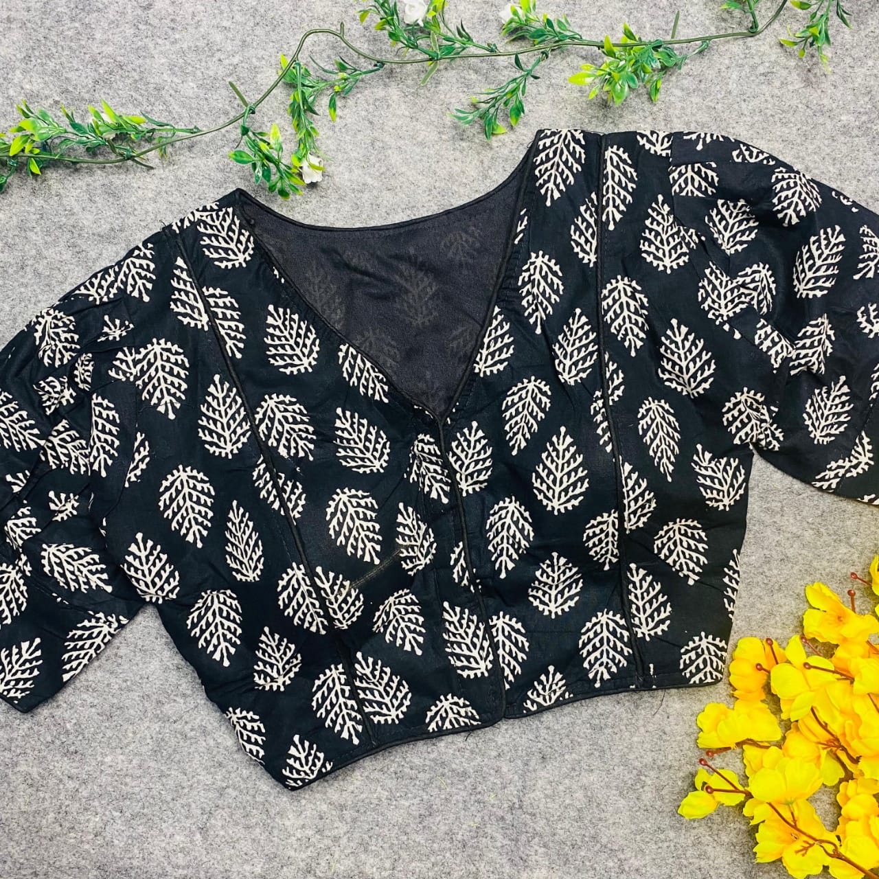 Pure ajrakh cotton boat neck ready made blouses