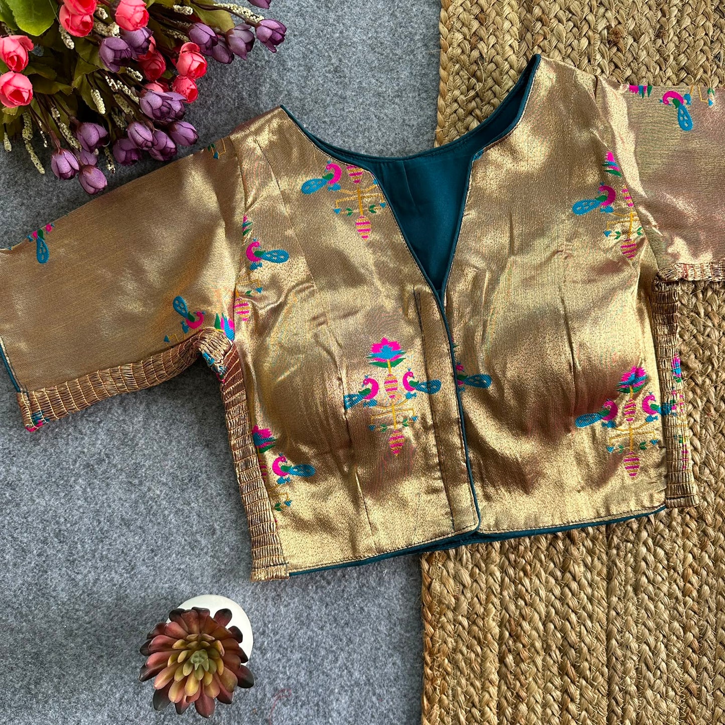 Paithani Elastic ready made blouse