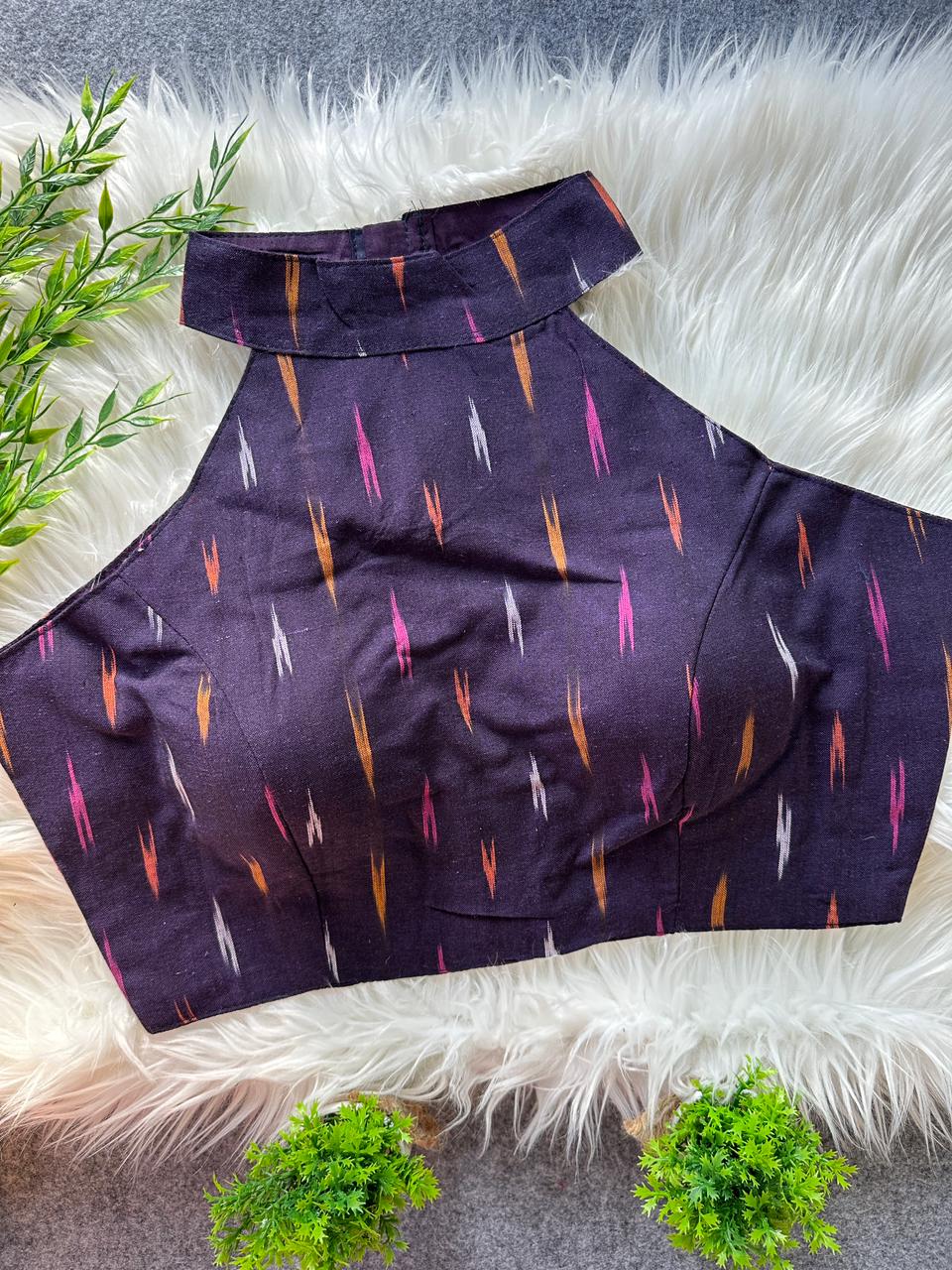 Premium ikkat cotton ready made blouse