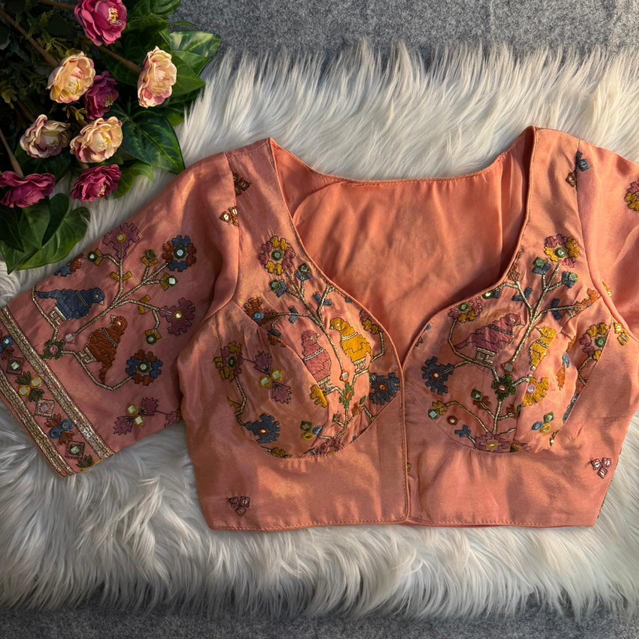 Heavy pure soft viscous cosmos silk ready made blouse