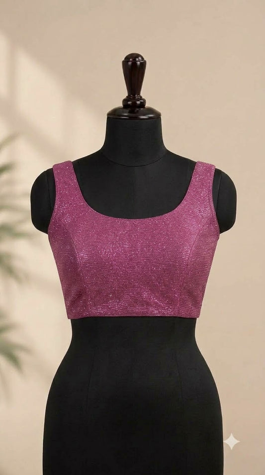 Magenta Shimmer Metallic Sleeveless ready made blouse