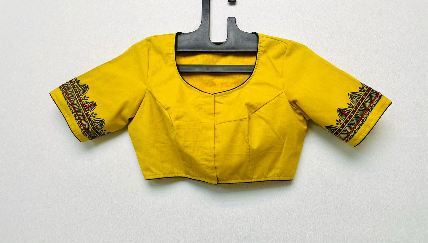 Cotton hand painted & embroidered designer blouse