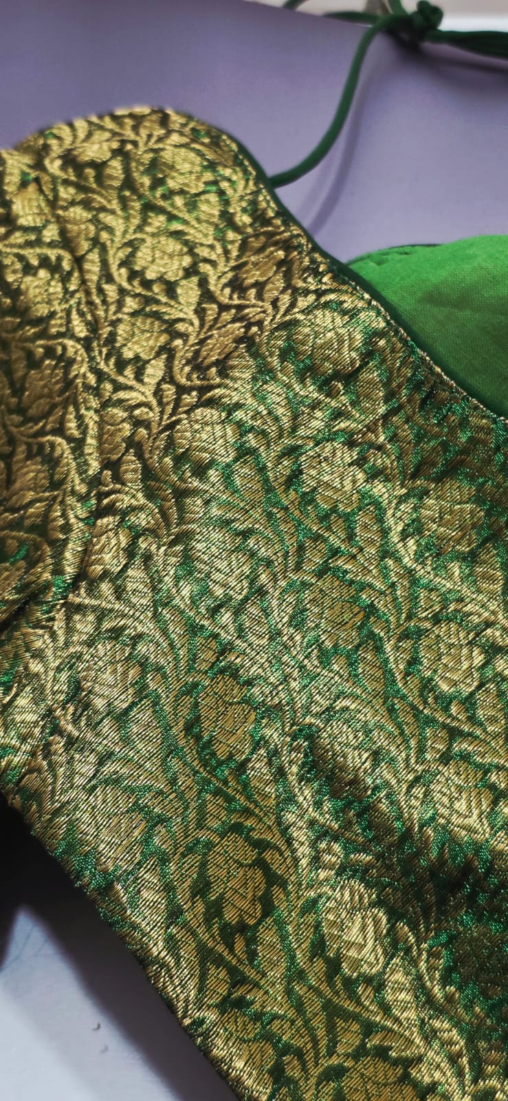 Emerald Green Zari Tissue Designer ready made blouse