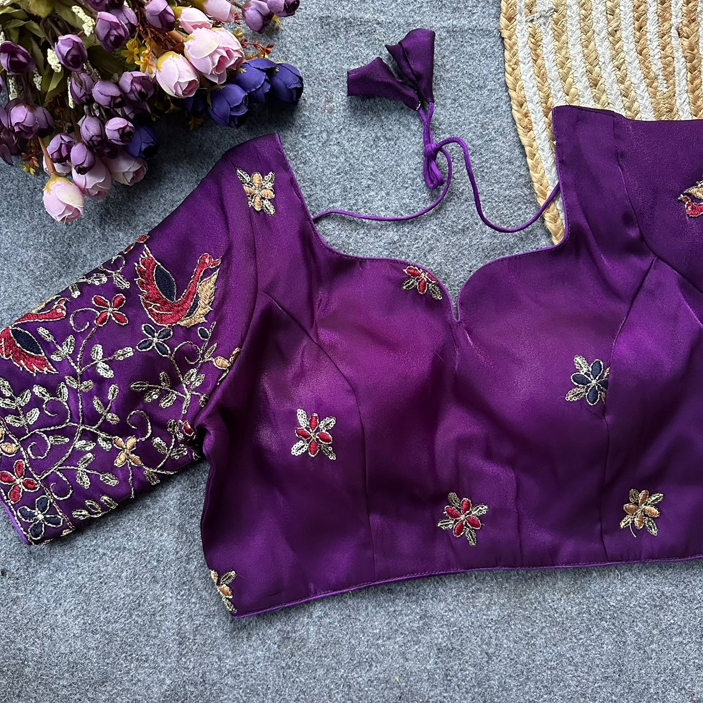 Presenting multi sequins work ready made blouse
