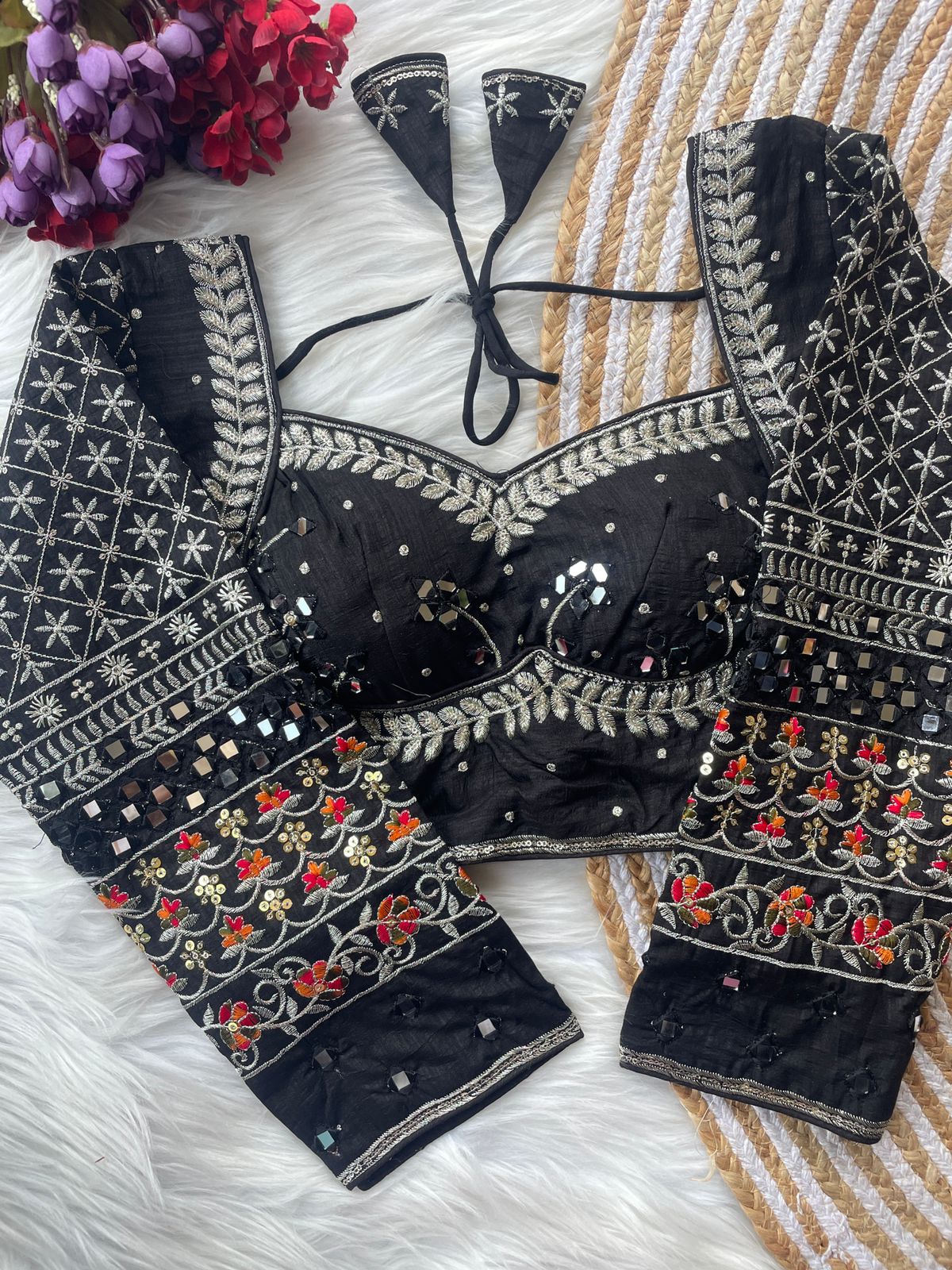 Heavy vichitra silk full sleeve ready made blouse