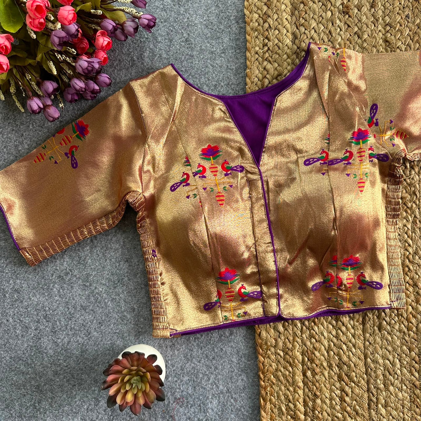 Paithani Elastic ready made blouse