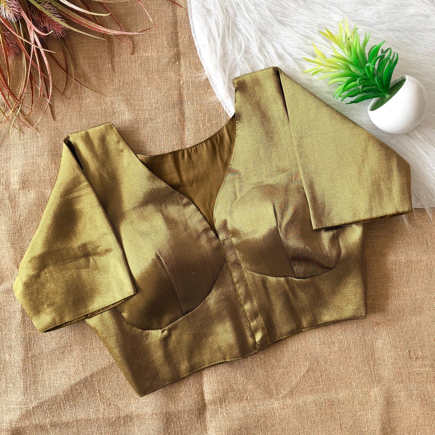 Real zari weaving all over ready made blouse