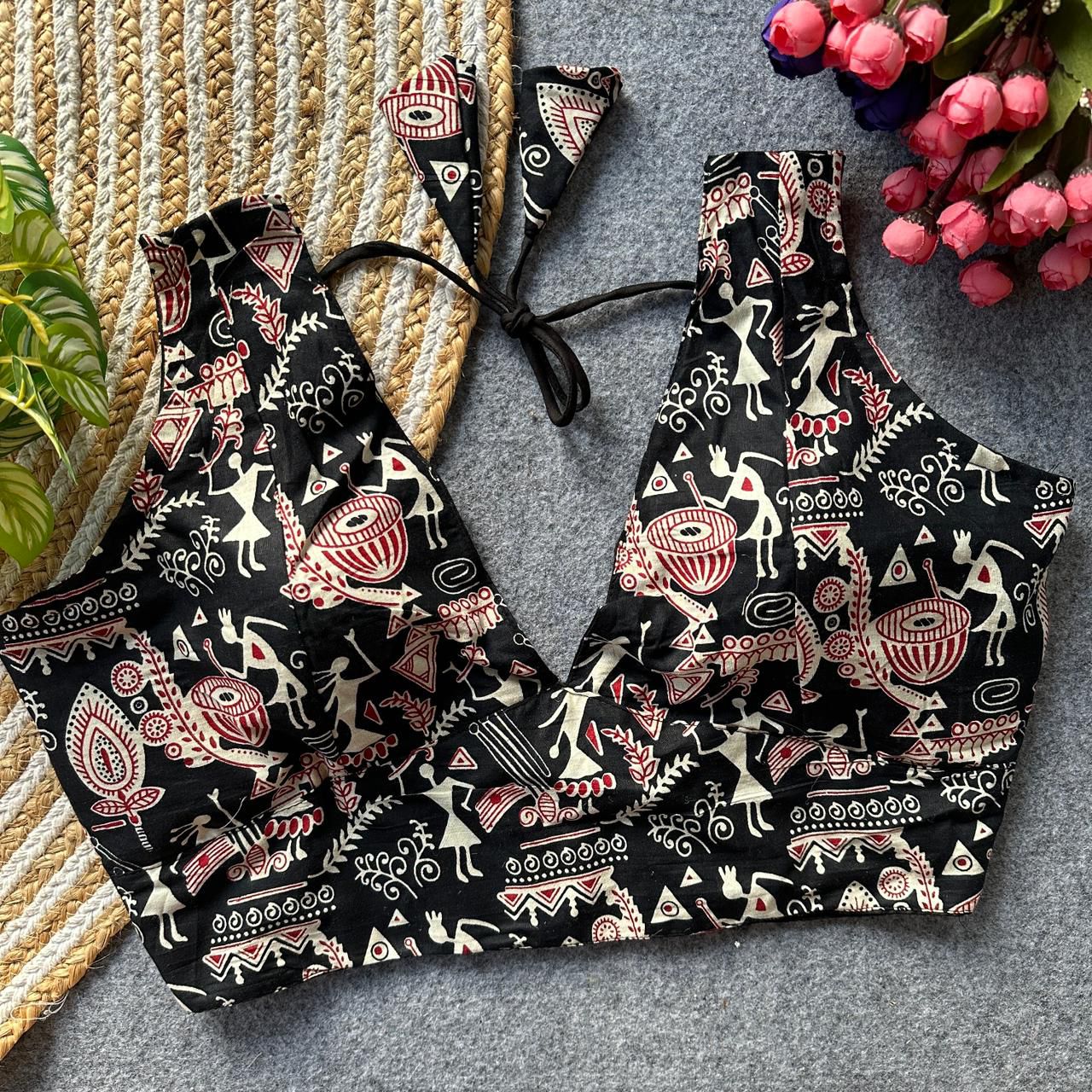 Ajrakh cotton ready made blouse