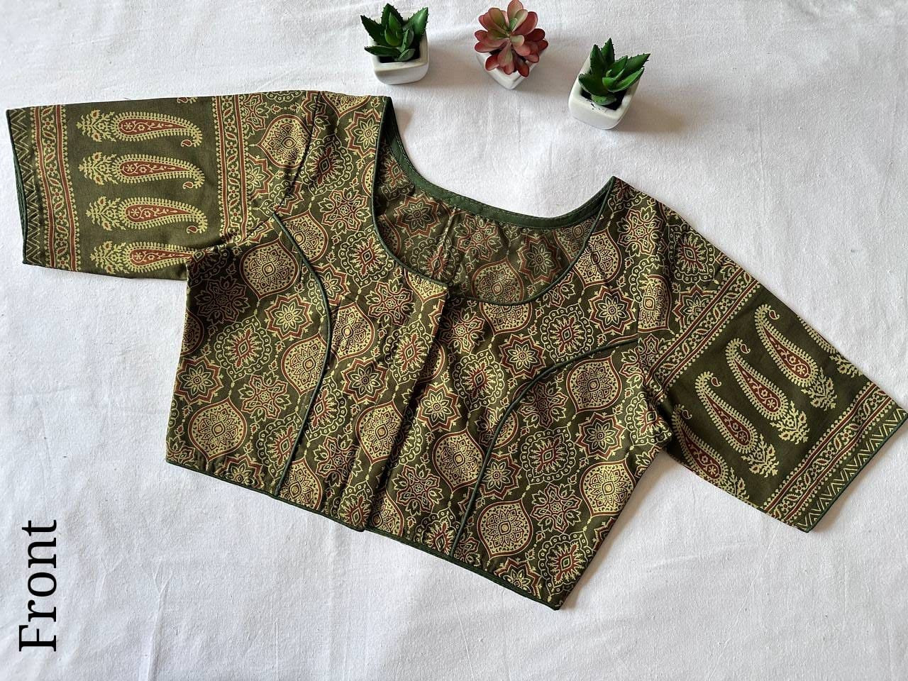 Ajrakh cotton ready made blouse