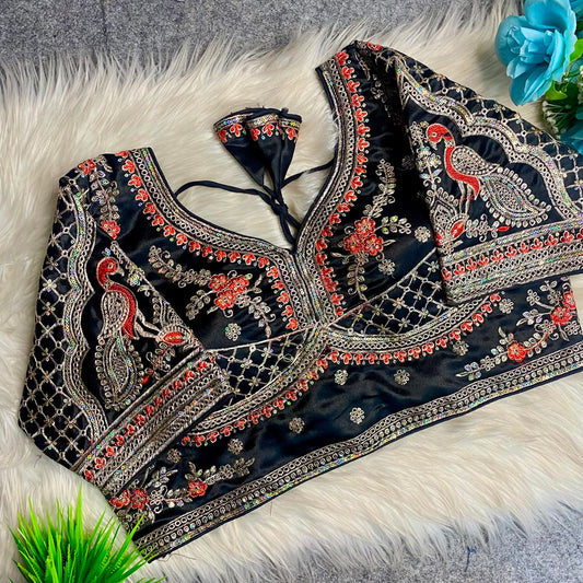 Heavy Embroidery Work ready made blouse