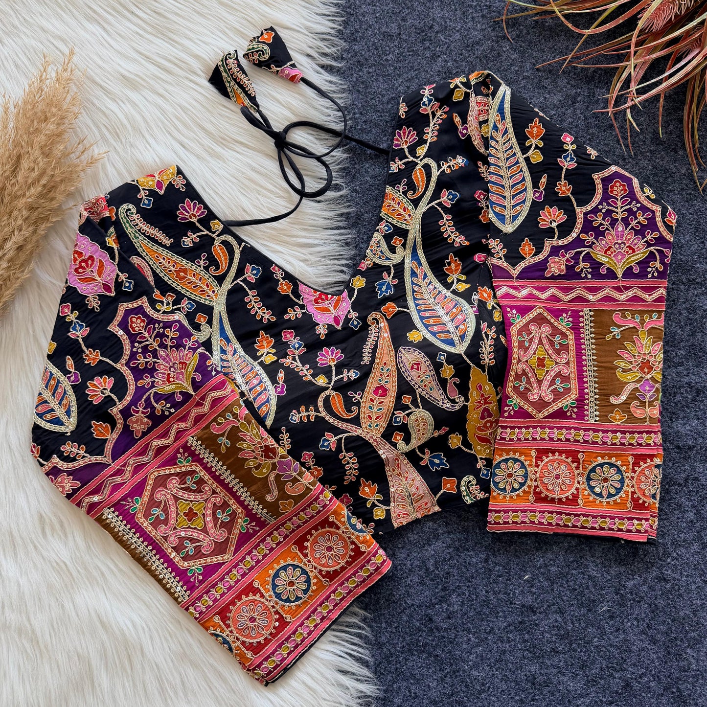 Beautiful flower print print all over ready made blouse