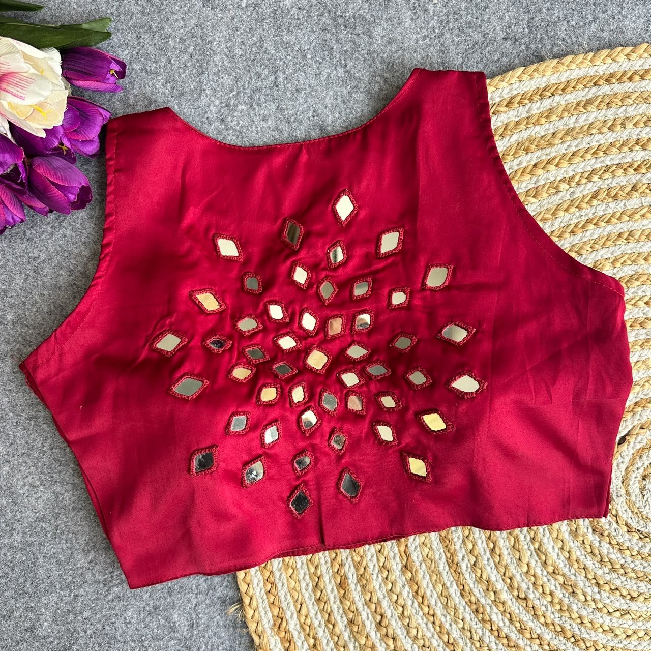 Heavy Satin Hand Mirror ready made blouse