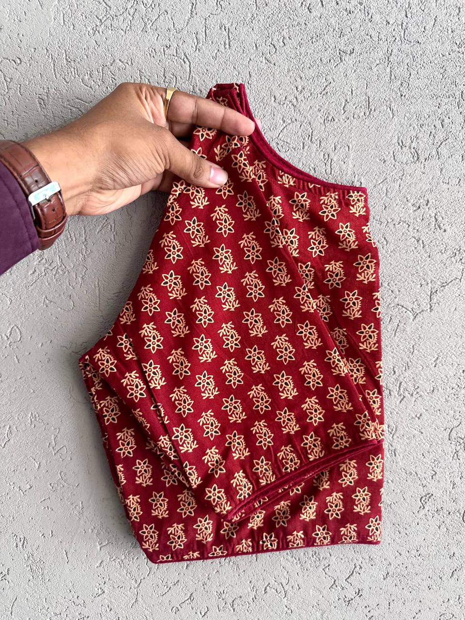 Pure Ajrakh Cotton ready made blouse