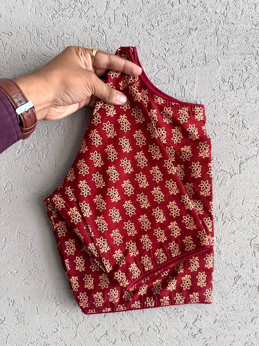 Pure Ajrakh Cotton ready made blouse