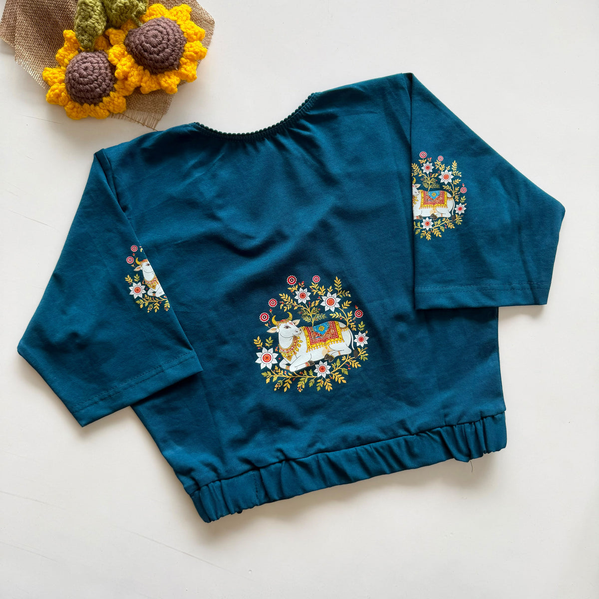 Beautiful block print with elastic ready made blouse
