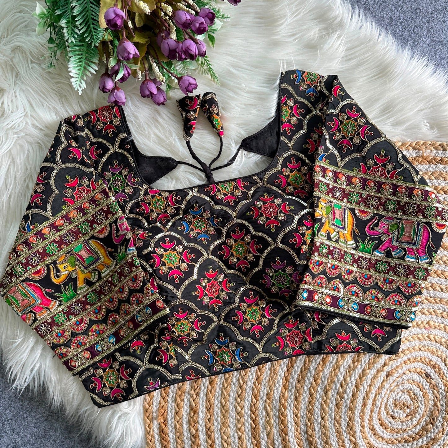 Ethnic presenting chinon heavy silk hit design ready made blouse