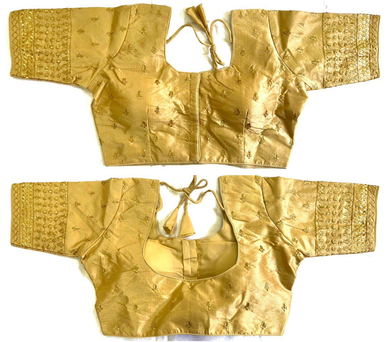 Heavy Silk fabric sequins work, thread and zari work ready made blouse
