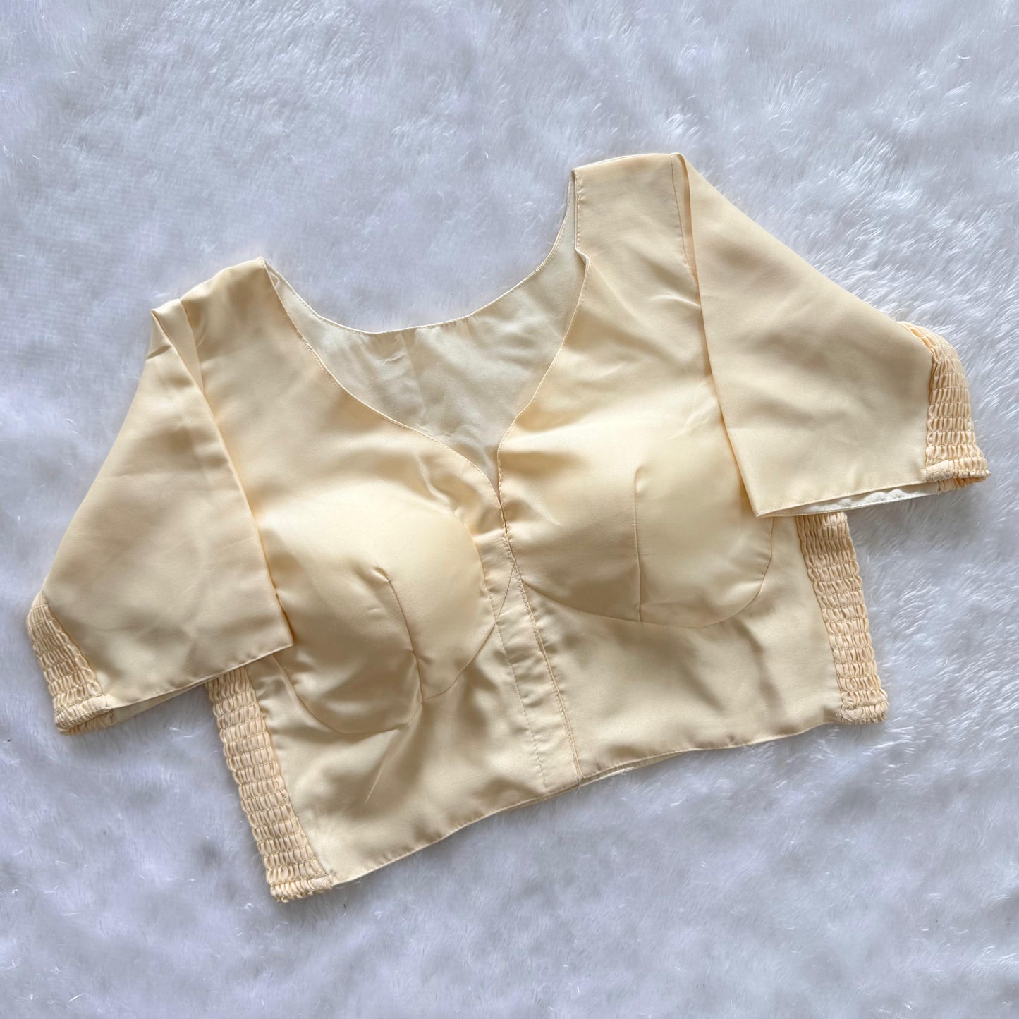 Soft silk fabric with elastic attach for better fitting  ready made blouse