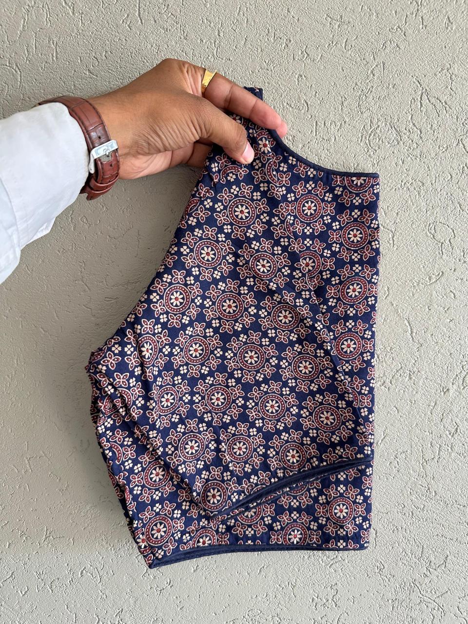 Pure Ajrakh Cotton ready made blouse