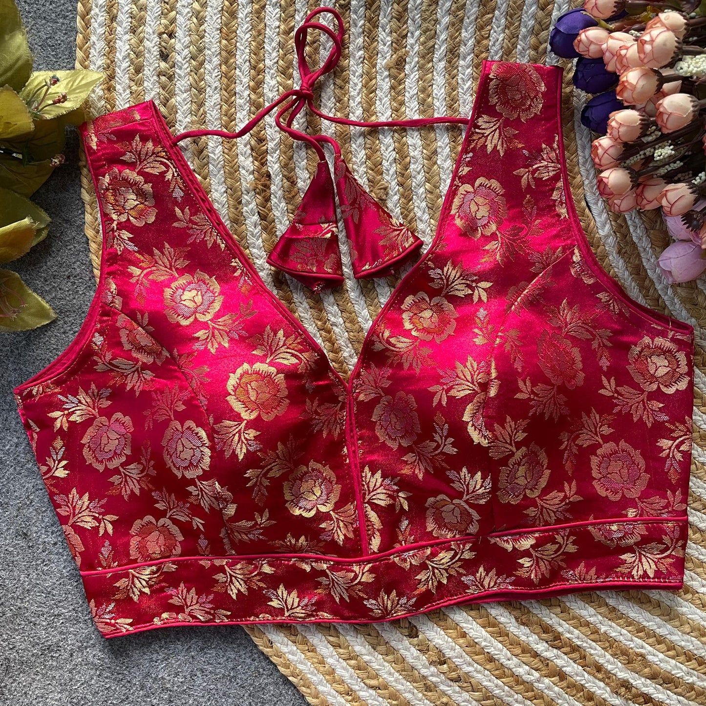 Dola silk sleeveless ready made blouse