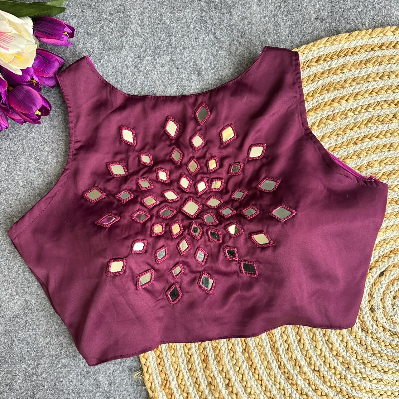 Heavy Satin Hand Mirror ready made blouse
