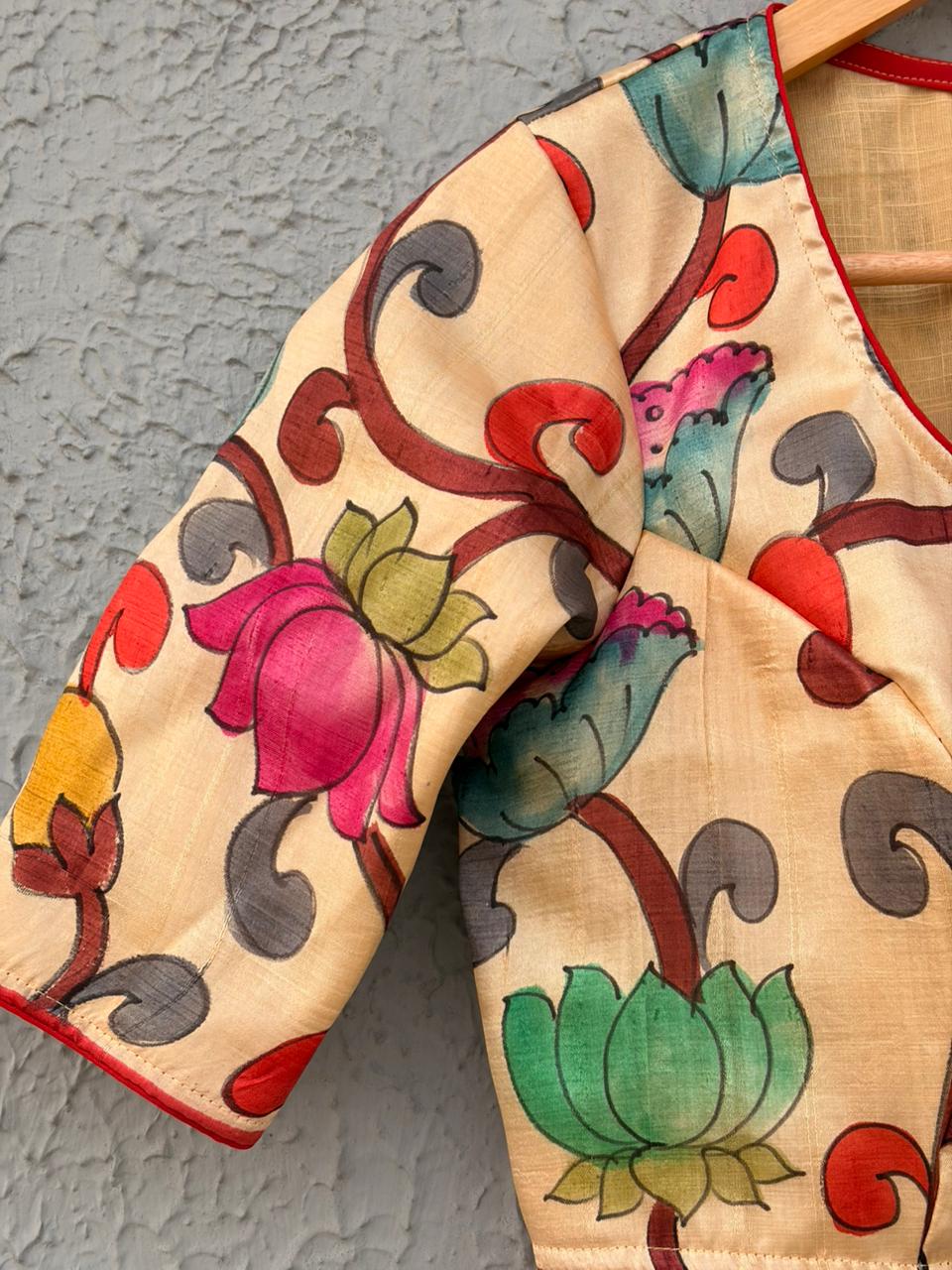 Murshidabad silk hand kalamakari designer blouse