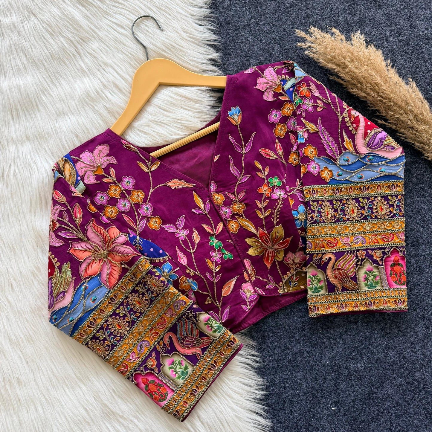 Beautiful flower print print all over ready made blouse