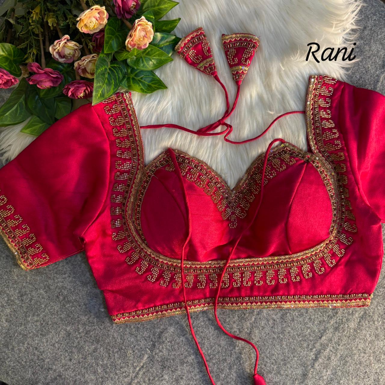 Beautiful heavy beads work ready made blouse
