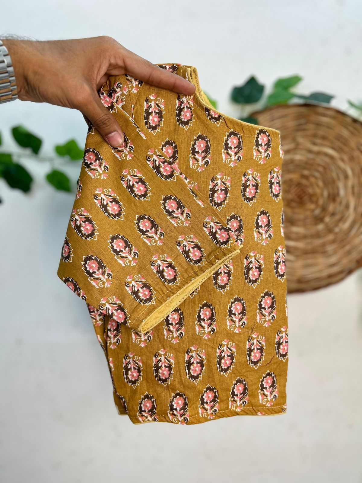 Pure ajrakh cotton ready made blouse
