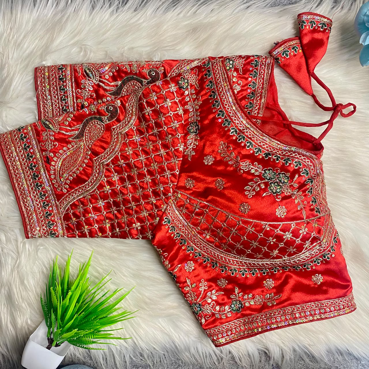 Heavy Embroidery Work ready made blouse