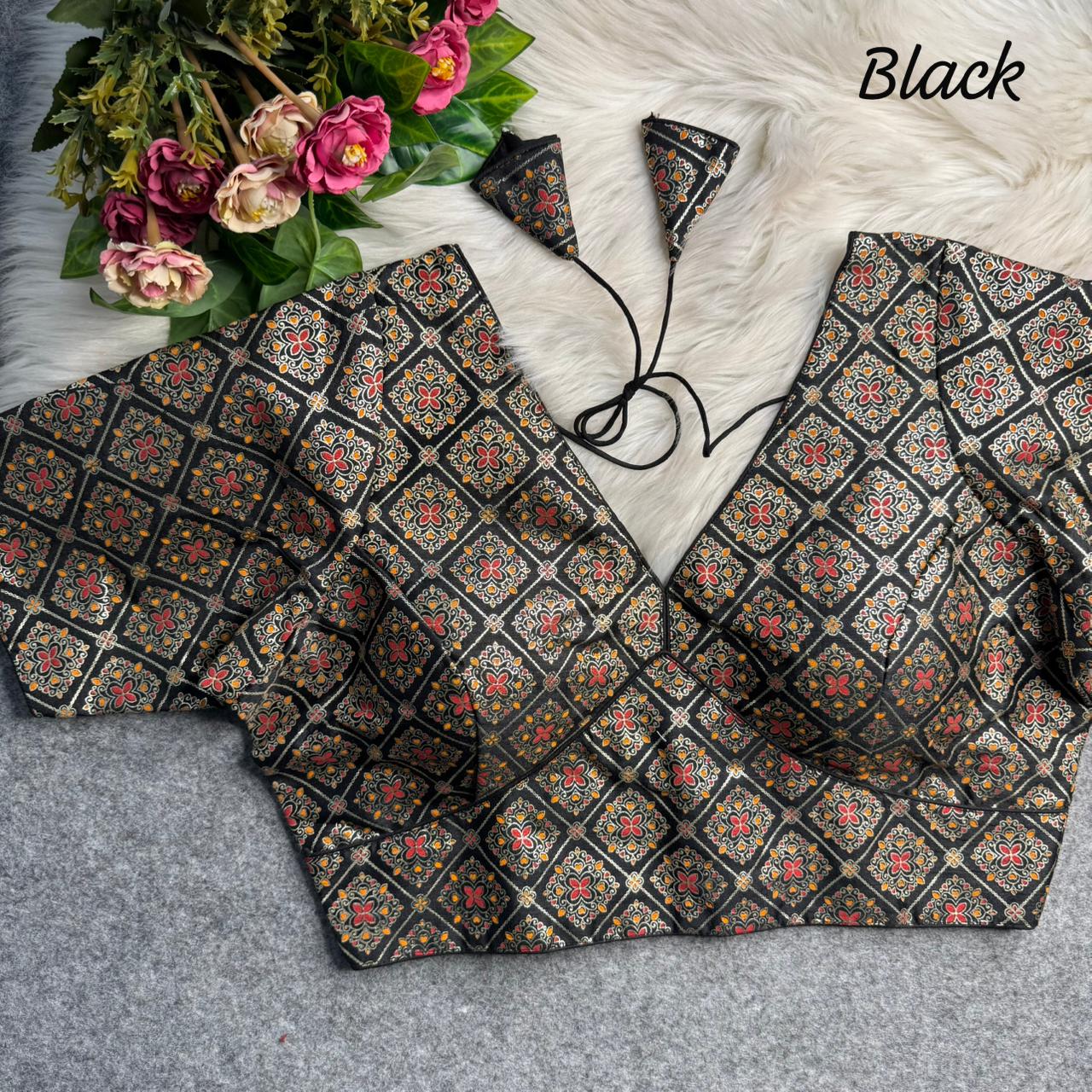 Patoda print v neck ready made blouse
