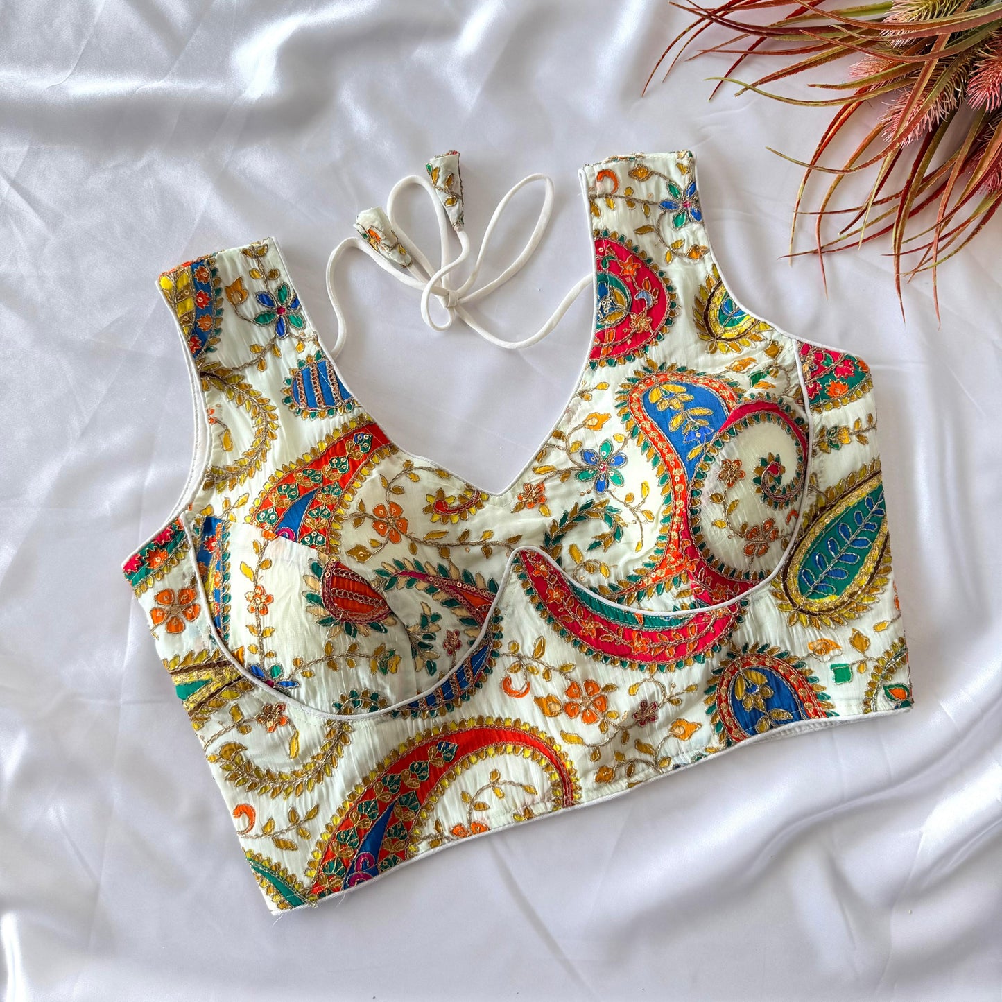 Beautiful flower print all over ready made blouse