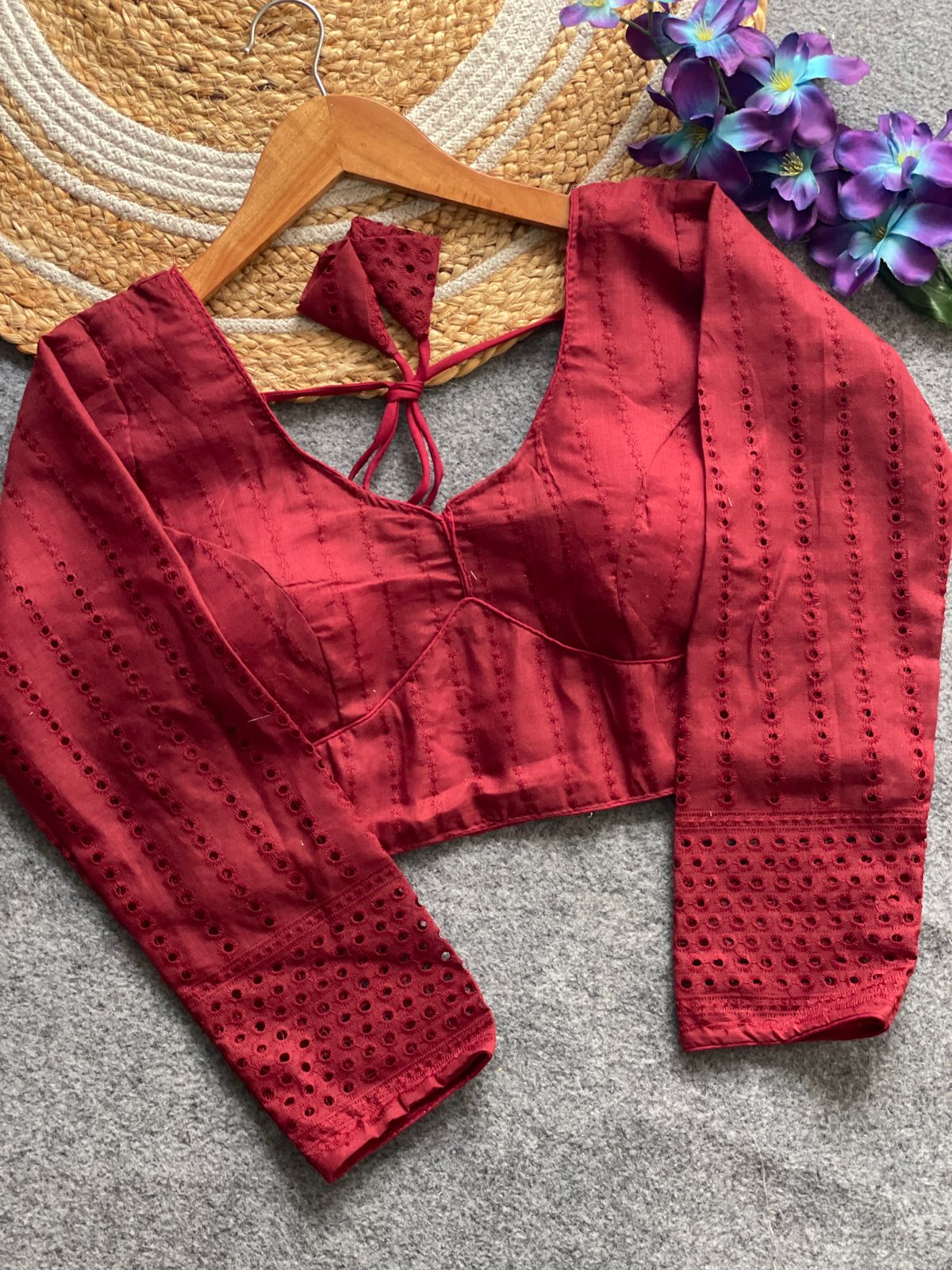 Pure  cotton hakoba full sleeve ready made blouse