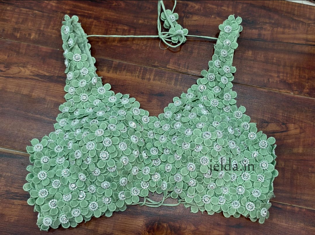 Exclusive Flower beads and lace handwork custom made blouse