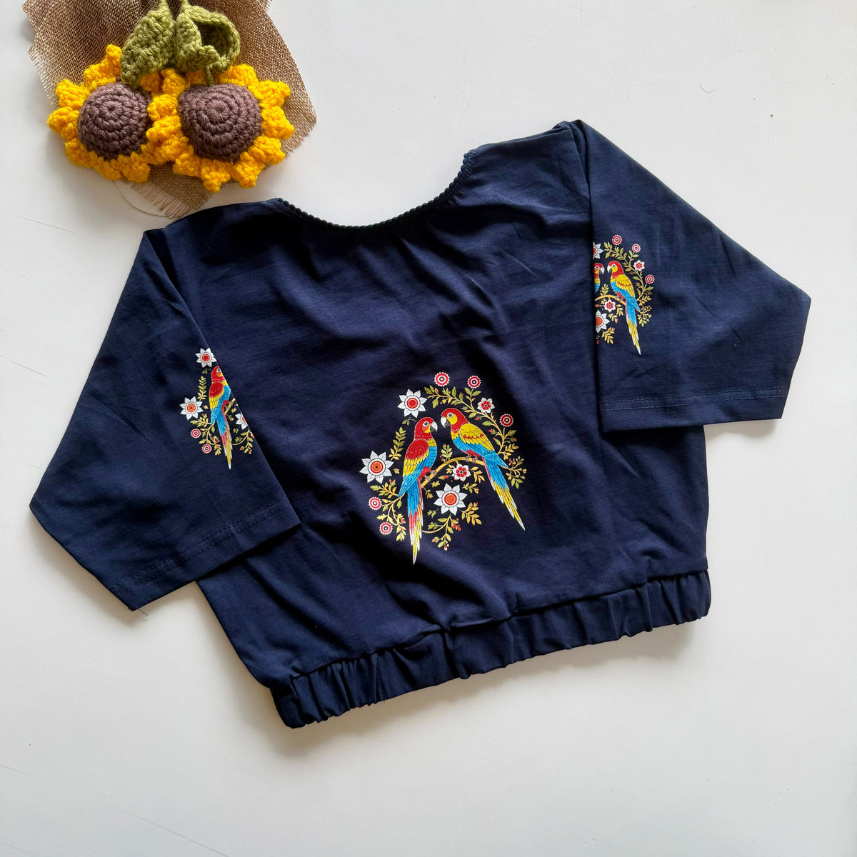 Beautiful block print with elastic ready made blouse