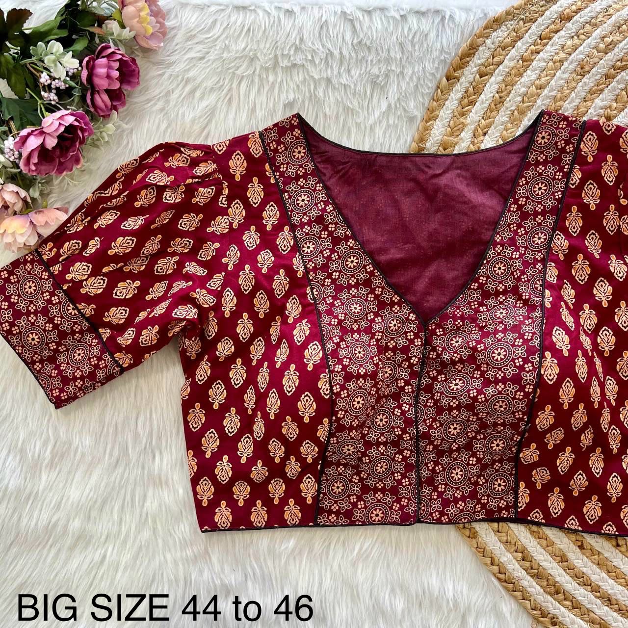 Original ajrakh print cotton ready made blouse